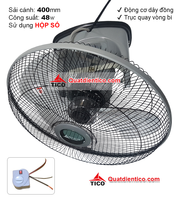 Quạt đảo trần B400 xoay 360 độ- loại cơ