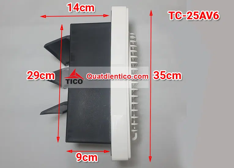 Kích thước quạt thông gió TC-25AV6