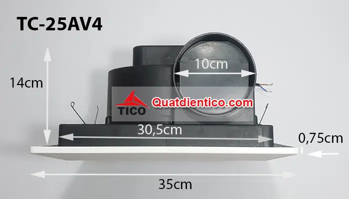 Kích thước quạt hút âm trần TICO TC-25AV4