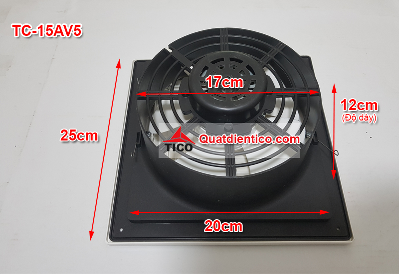 Mô tả kích thước quạt hút gió âm trần TC-15AV5