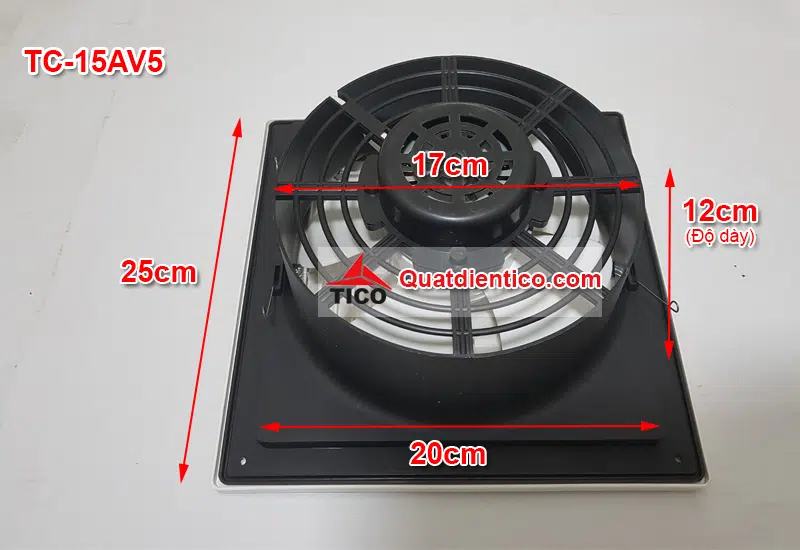Mô tả kích thước quạt hút gió âm trần TC-15AV5