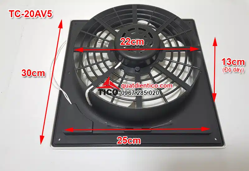 Mô tả kích thước quạt hút âm trần- hút thẳng TC-20AV5