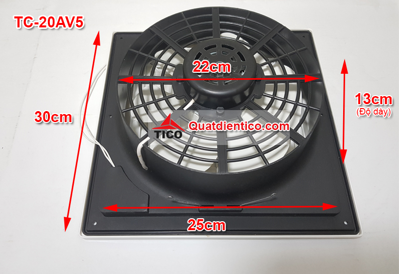 Mô tả kích thước quạt hút âm trần- hút thẳng TC-20AV5