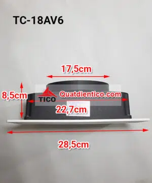 Mô tả kích thước quạt thông gió TC-18AV6
