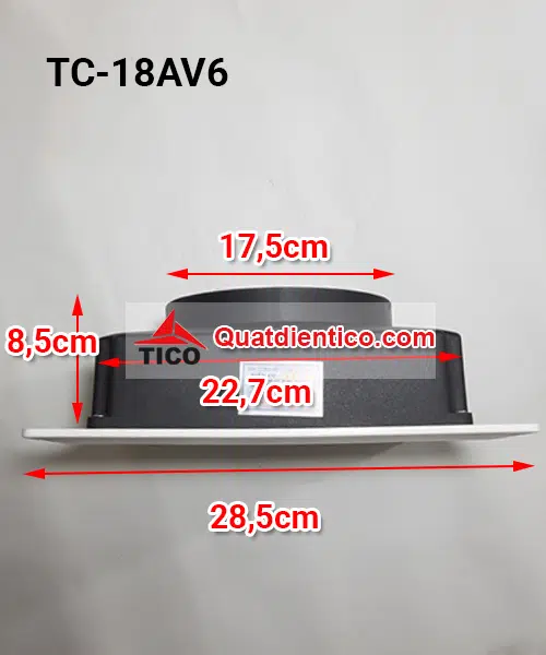 Mô tả kích thước quạt thông gió TC-18AV6