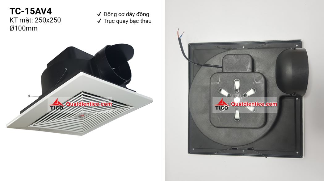 Quạt hút mùi nhà vệ sinh âm trần Tico 15AV4