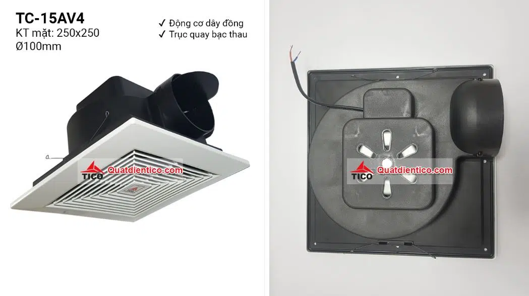 Quạt hút mùi nhà vệ sinh âm trần Tico 15AV4