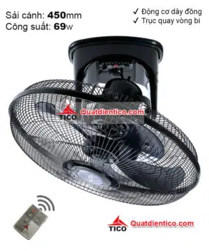 Quạt đảo trần điều khiển từ xa màu đen