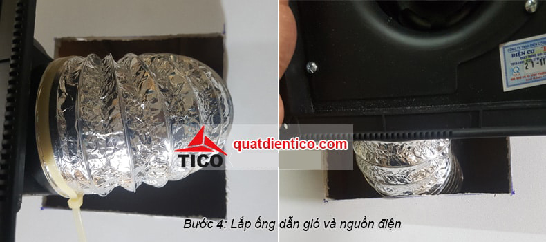 Hướng dẫn lắp quạt hút âm trần nhà vệ sinh- bước 3