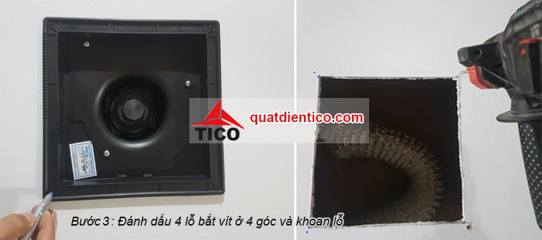 Hướng dẫn lắp quạt hút âm trần nhà vệ sinh- bước 3