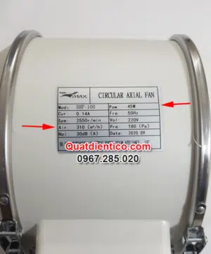 Thông số quạt nối ống SHP-100