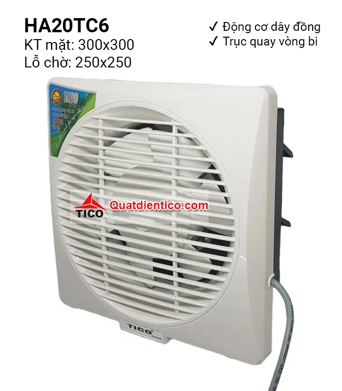Quạt thông gió gắn tường 1 chiều HA20TC6(chạy vòng bi)