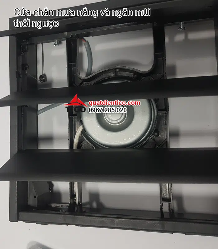 Mặt sau quạt thông gió gắn tường chạy vòng bi