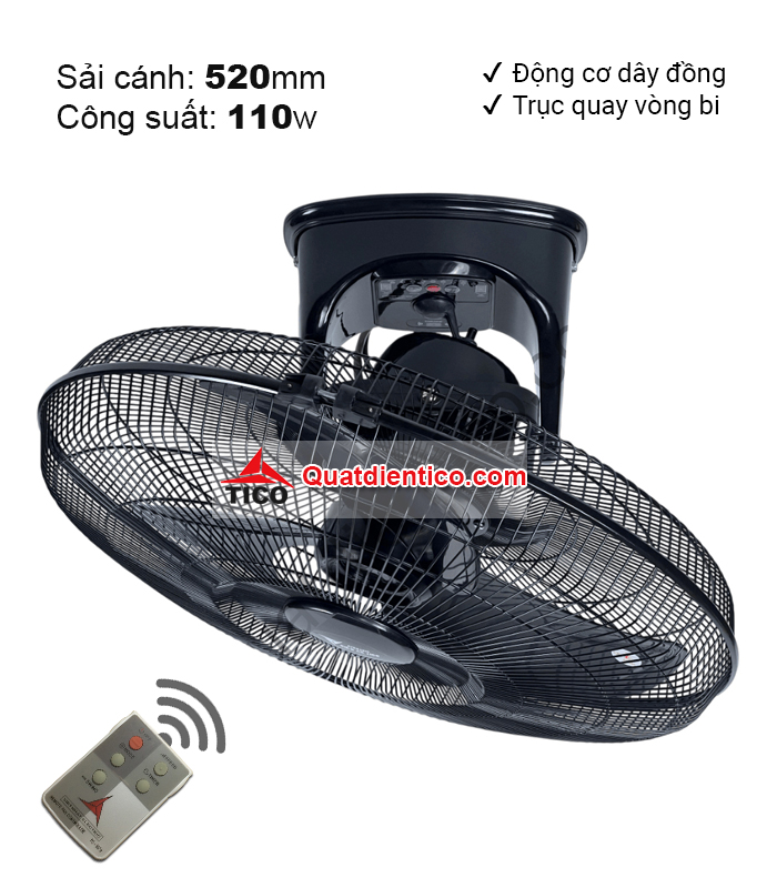 Quạt đảo trần công suất lớn B600, xoay 360 độ, có điều khiển từ xa