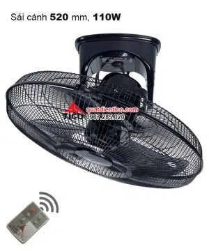 Quạt đảo trần công suất lớn B600, xoay 360 độ, có điều khiển từ xa